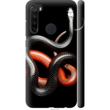 Чохол на Xiaomi Redmi Note 8 Червоно-чорна змія на чорному фоні 4063m-1787