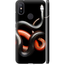 Чохол на Xiaomi Mi A2 Червоно-чорна змія на чорному фоні 4063m-1481