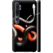 Чохол на Xiaomi Mi Note 10 Червоно-чорна змія на чорному фоні 4063m-1820