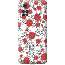 Чохол на Xiaomi Poco M4 Pro Червоні троянди на білому фоні 1060u-2592