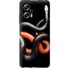 Чохол на Xiaomi Redmi Note 11T Pro Червоно-чорна змія на чорному фоні 4063u-2644