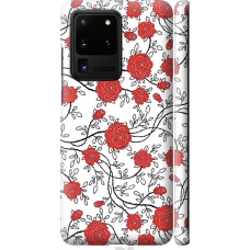 Чохол на Samsung Galaxy S20 Ultra Червоні троянди на білому фоні 1060m-1831