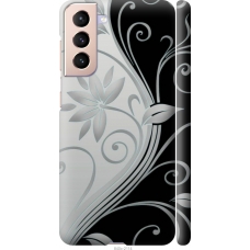 Чохол на Samsung Galaxy S21 Квіти на чорно-білому фоні 840m-2114