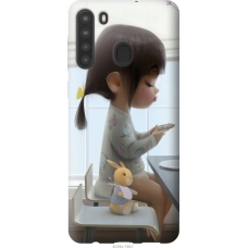 Чохол на Samsung Galaxy A21 Мила дівчинка з зайчиком 4039u-1841