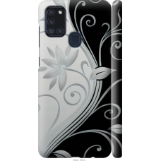 Чохол на Samsung Galaxy A21s A217F Квіти на чорно-білому фоні 840m-1943