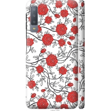 Чохол на Samsung Galaxy A7 (2018) A750F Червоні троянди на білому фоні 1060m-1582