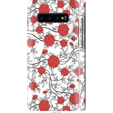 Чохол на Samsung Galaxy S10 Plus Червоні троянди на білому фоні 1060m-1649
