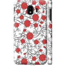 Чохол на Samsung Galaxy J4 2018 Червоні троянди на білому фоні 1060m-1487