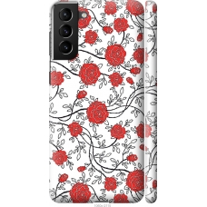 Чохол на Samsung Galaxy S21 Plus Червоні троянди на білому фоні 1060m-2115