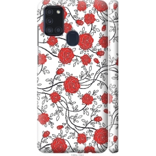Чохол на Samsung Galaxy A21s A217F Червоні троянди на білому фоні 1060m-1943