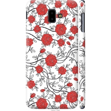 Чохол на Samsung Galaxy J6 Plus 2018 Червоні троянди на білому фоні 1060m-1586