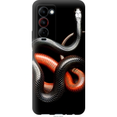 Чохол на Tecno Camon 18 Premier Червоно-чорна змія на чорному фоні 4063u-2652