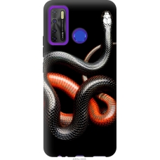 Чохол на Tecno Camon 15 Червоно-чорна змія на чорному фоні 4063u-2405