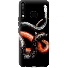 Чохол на Tecno Camon 12 CC7 Червоно-чорна змія на чорному фоні 4063u-2432